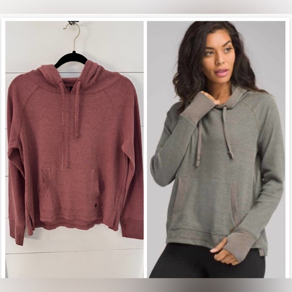 PRANA M Shea waffle knit ribbed glove wrist with man hoodie activewear casual